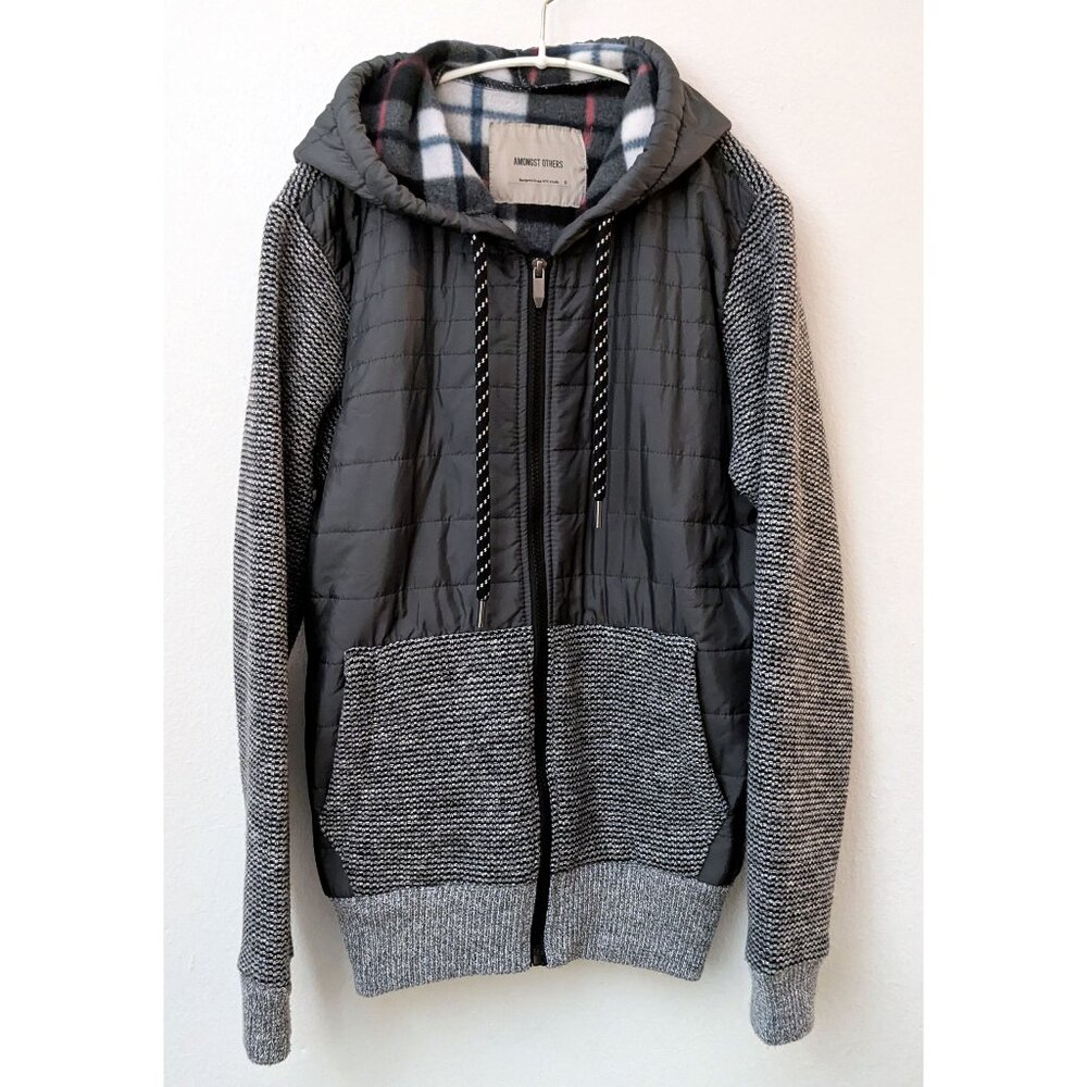 Amongs Others Gray Jacket with Knit Sleeves and Fleece Interior, Size S